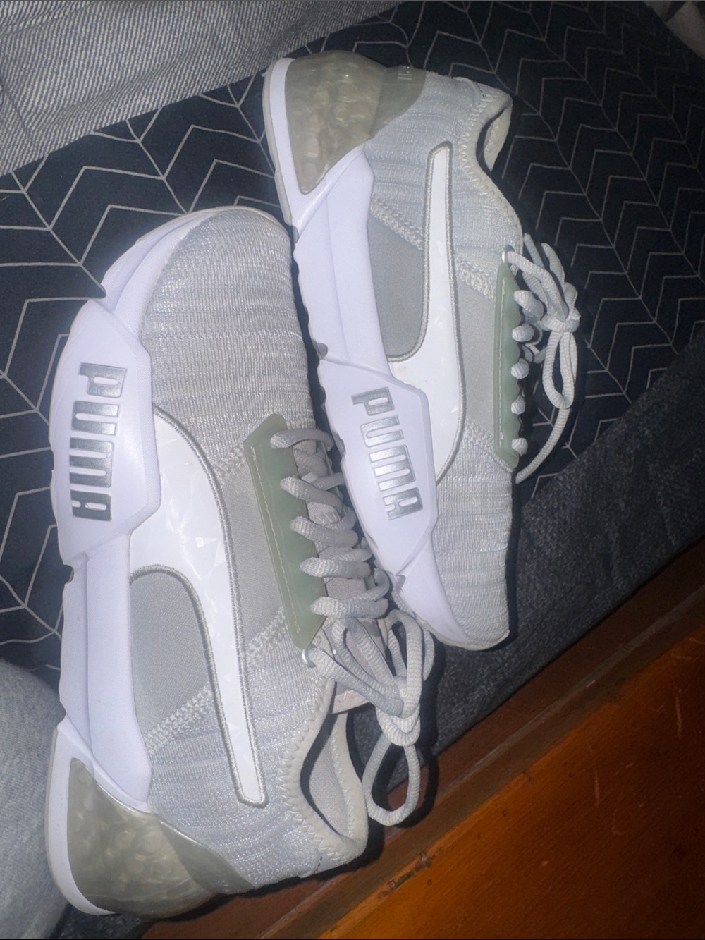 Puma White & Light Gray Knit Running Sneakers

NWOT, never worn